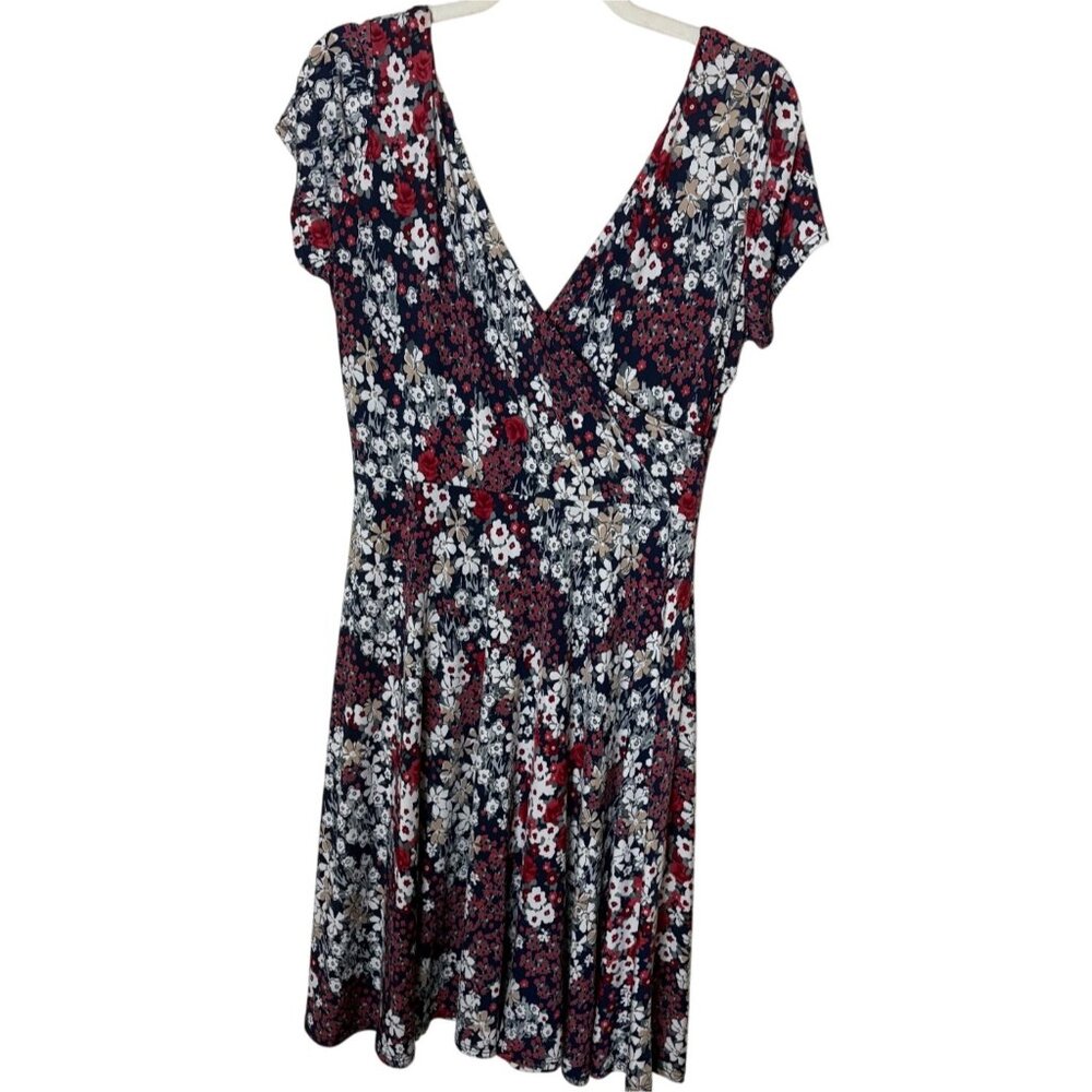 Kaileigh Amandine Floral Surplice Dress XL Short Sleeve V Neck Stretch - Picture 2 of 6